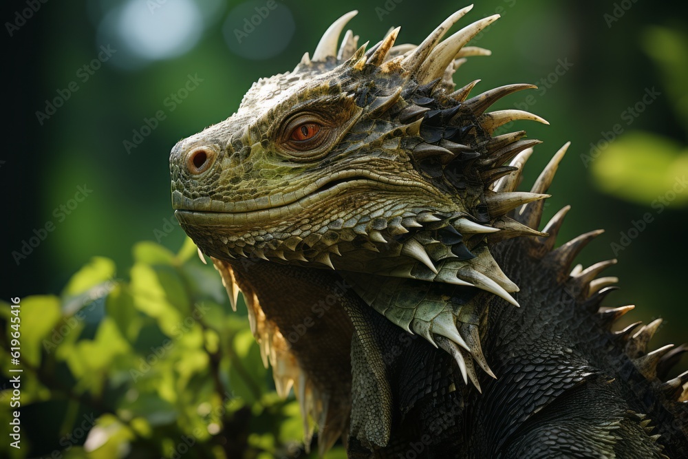 Fototapeta premium Close-Up of Rhabdodon, Natural light, Generative AI