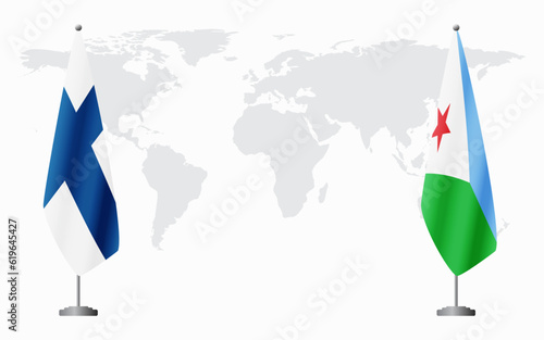 Finland and Djibouti flags for official meeting
