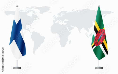 Finland and Dominica flags for official meeting