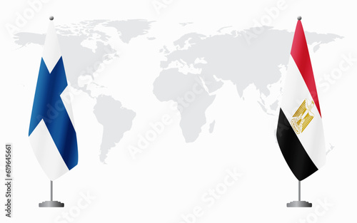 Finland and Egypt flags for official meeting