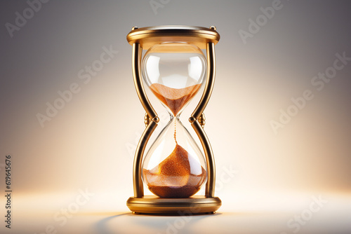 Hourglass with Golden Sand on White Background - Symbolizing Time Management and Business Deadlines