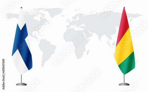 Finland and Guinea flags for official meeting