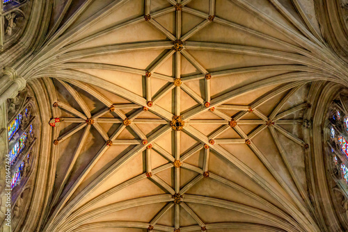 Ceiling detail in a grand English cathedral