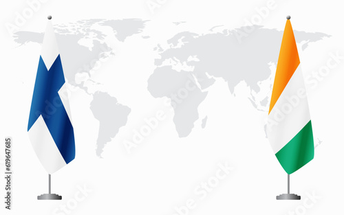 Finland and Ivory Coast flags for official meeting