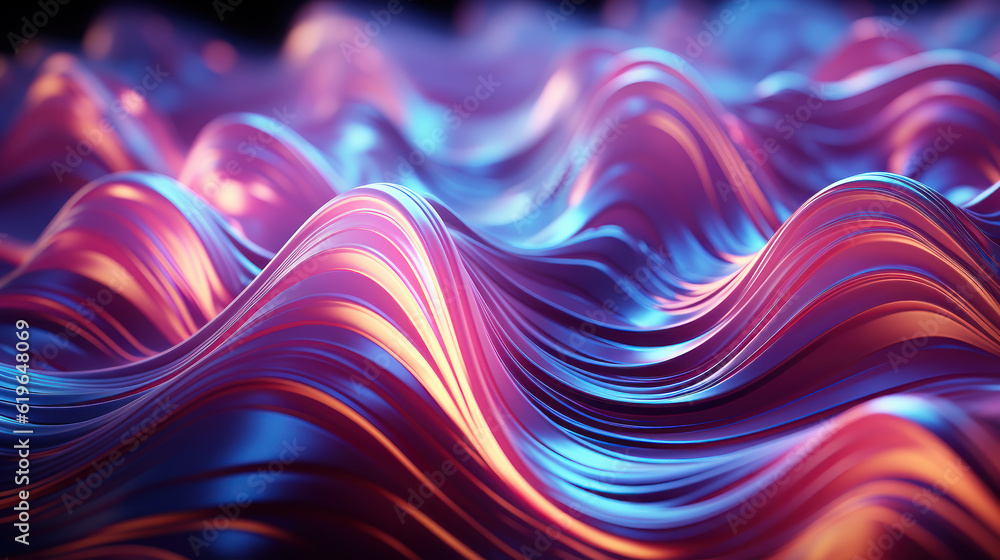 Radiant Vortex: Holographic Neon Fluid Waves in 3D. Generative AI
