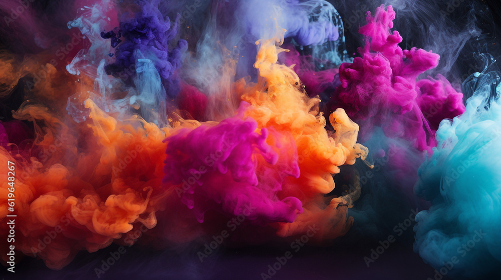 colored smoke background grenades releasing vibrant plumes of smoke, Generative AI