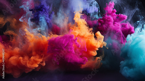 colored smoke background grenades releasing vibrant plumes of smoke, Generative AI © Sajib