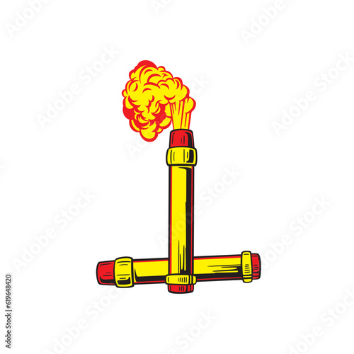 vector illustration of cartoon smoke flare ultras accessories red color