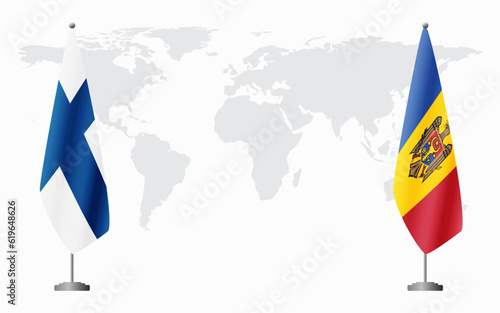 Finland and Moldova flags for official meeting