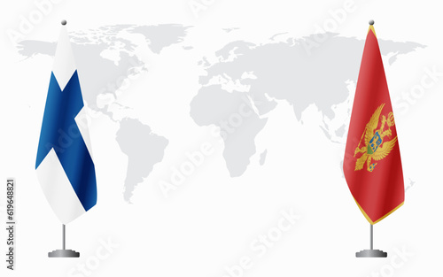 Finland and Montenegro flags for official meeting