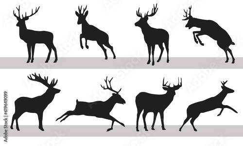 Photography Deer silhouette vector set, Deer silhouette hunting silhouettes pack, Deer vecto