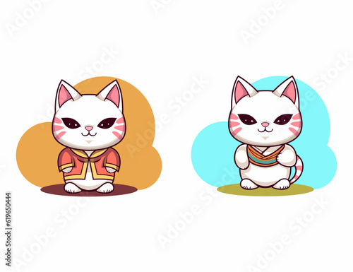 character mascot of a cat in korea illustration