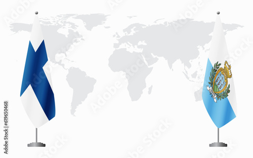 Finland and San Marino flags for official meeting