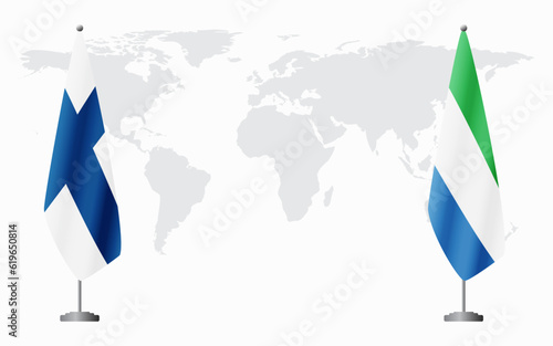 Finland and Sierra Leone flags for official meeting