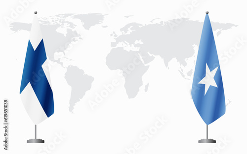 Finland and Somalia flags for official meeting