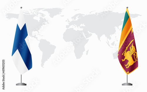 Finland and Sri Lanka flags for official meeting
