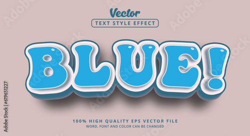 Editable text effect, Blue text on happy blue and white color style