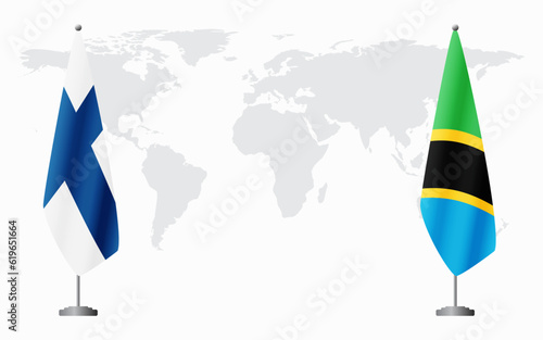 Finland and Tanzania flags for official meeting