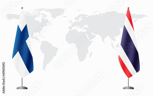 Finland and Thailand flags for official meeting