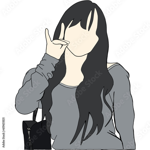 Illustration vector of Kpop street fashion. Street idols of Korea. K-pop female fashion idol. In casual clothes before entering the music show organizer's tv building