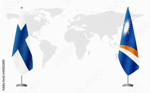 Finland and Marshall Islands flags for official meeting
