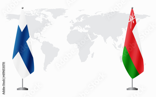 Finland and Oman flags for official meeting