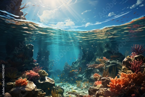 underwater scenery on a tropical reef on summer vacation