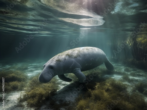 The Gentle Grace of the Manatee in Aquatic Bliss