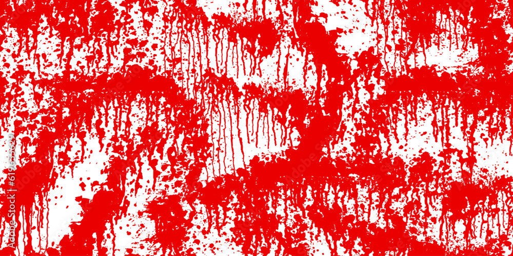 Horror seamless pattern with red blood stains. Scarlet paint, wine or sauce splashes on wall. Watercolor spatter texture. Abstract vector illustration. Runny liquid ink. Halloween grunge texture Horror seamless pattern with red blood stains. Scarlet paint, wine or sauce splashes on wall. Watercolor spatter texture. Abstract vector illustration. Runny liquid ink. Halloween grunge texture