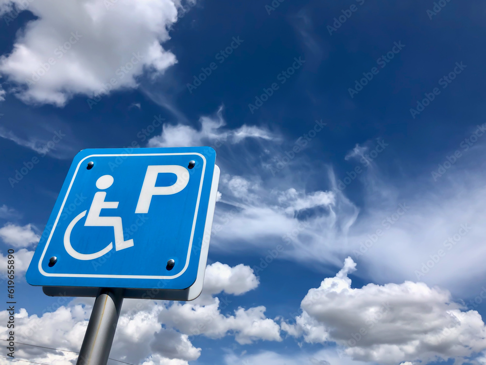 Handicapped, disabled ,wheelchair way sign for wheelchair parking area