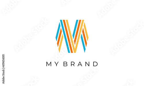M logo monogram style in colorful line