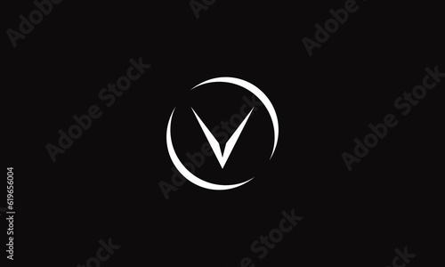 V logo monogram style in circle shape on a black background