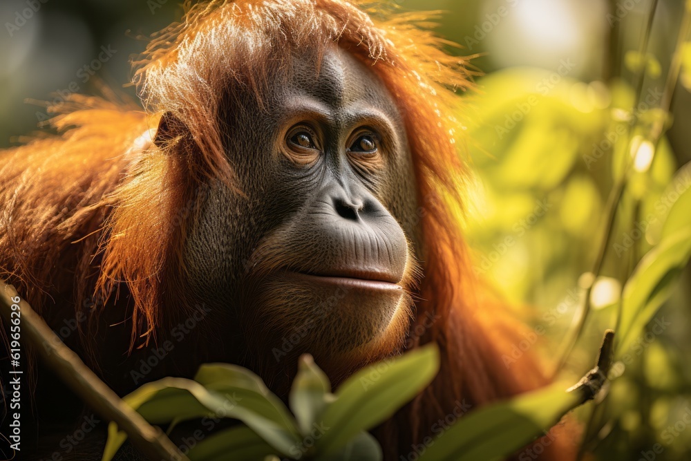 Photograph Of Orangutan Natural Light, Generative AI Photograph Of Orangutan Natural Light, Generative AI