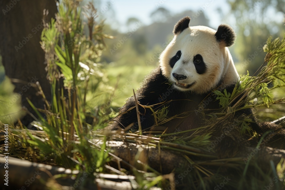 Obraz premium Photograph Of Panda Natural Light, Generative AI
