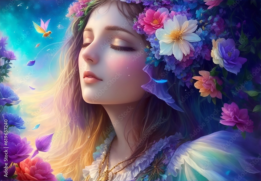 Imagine the digital art of a beautiful girl in the style of a fairy, AI generated Imagine the digital art of a beautiful girl in the style of a fairy, AI generated