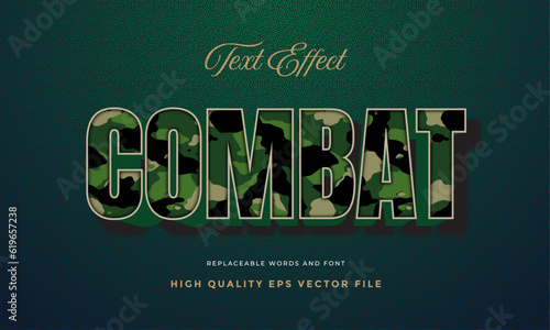 Army text style on modern green color style effect, combat editable text effect Vector