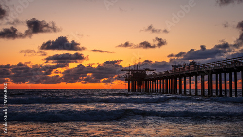 Wallpaper Mural Sunset through the pier at the La Jolla beach Torontodigital.ca