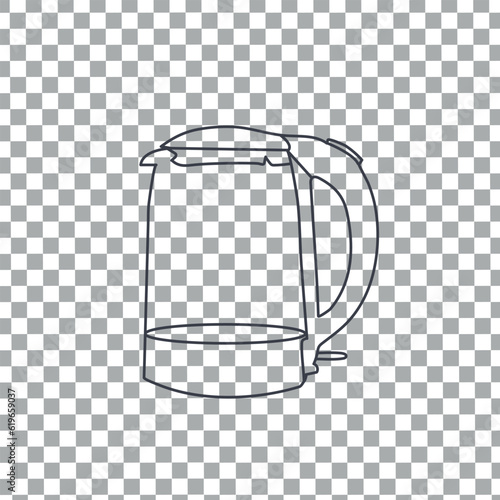Electric Kettle Concept Thin Line Design on Checkerboard Transparent Background