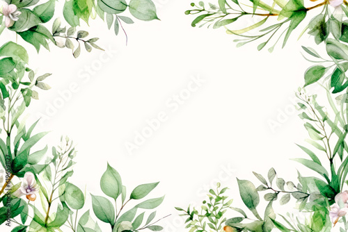Pale watercolor botanical frame, Generative AI
