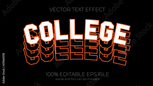 college editable text effect style, EPS editable text effect