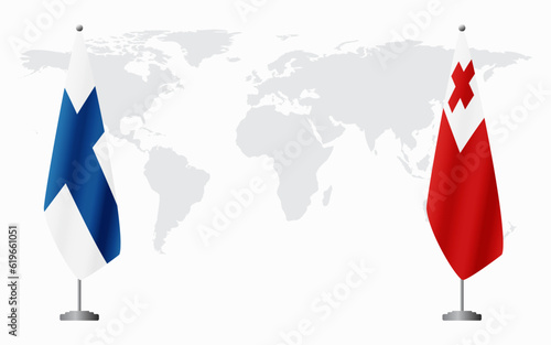 Finland and Tonga flags for official meeting