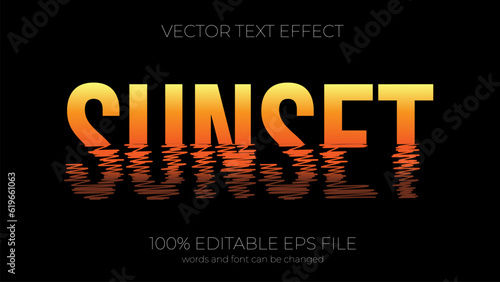 Sunset editable text effect style, EPS editable text effect