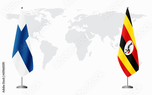 Finland and Uganda flags for official meeting