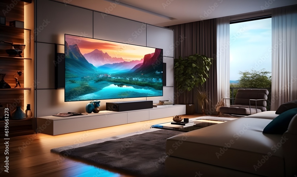 Big Tv In A Living Room. Elegant living room with big tv screen