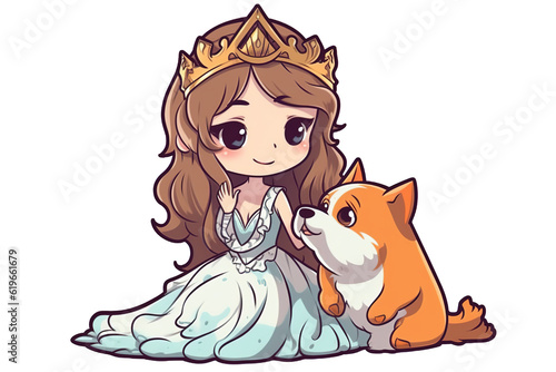 princess and dog vector, Generative AI