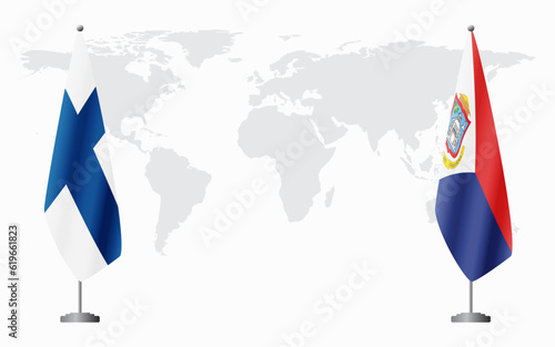 Finland and Sint Maarten flags for official meeting