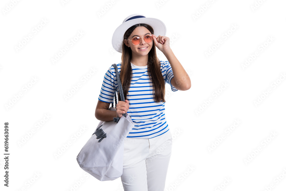 photo of summertime stylish teen girl smile with beach bag. summertime stylish teen girl photo of summertime stylish teen girl smile with beach bag. summertime stylish teen girl