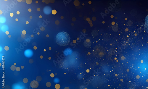 blue and gold bokeh particles abstract background, festive, christmas, gold and blue glitter