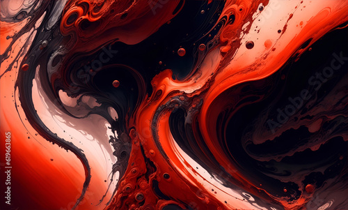 Fototapeta Mars Nuances Waves Abstract background, textured, red marbles, Ink Liquid Modern Abstract Backdrop, Generative AI 