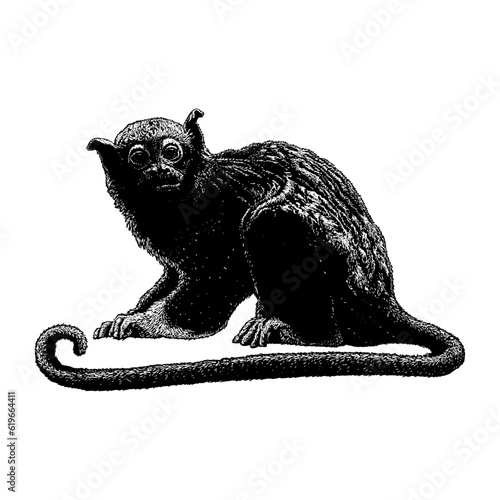 Red-handed Tamarin hand drawing vector isolated on background. photo
